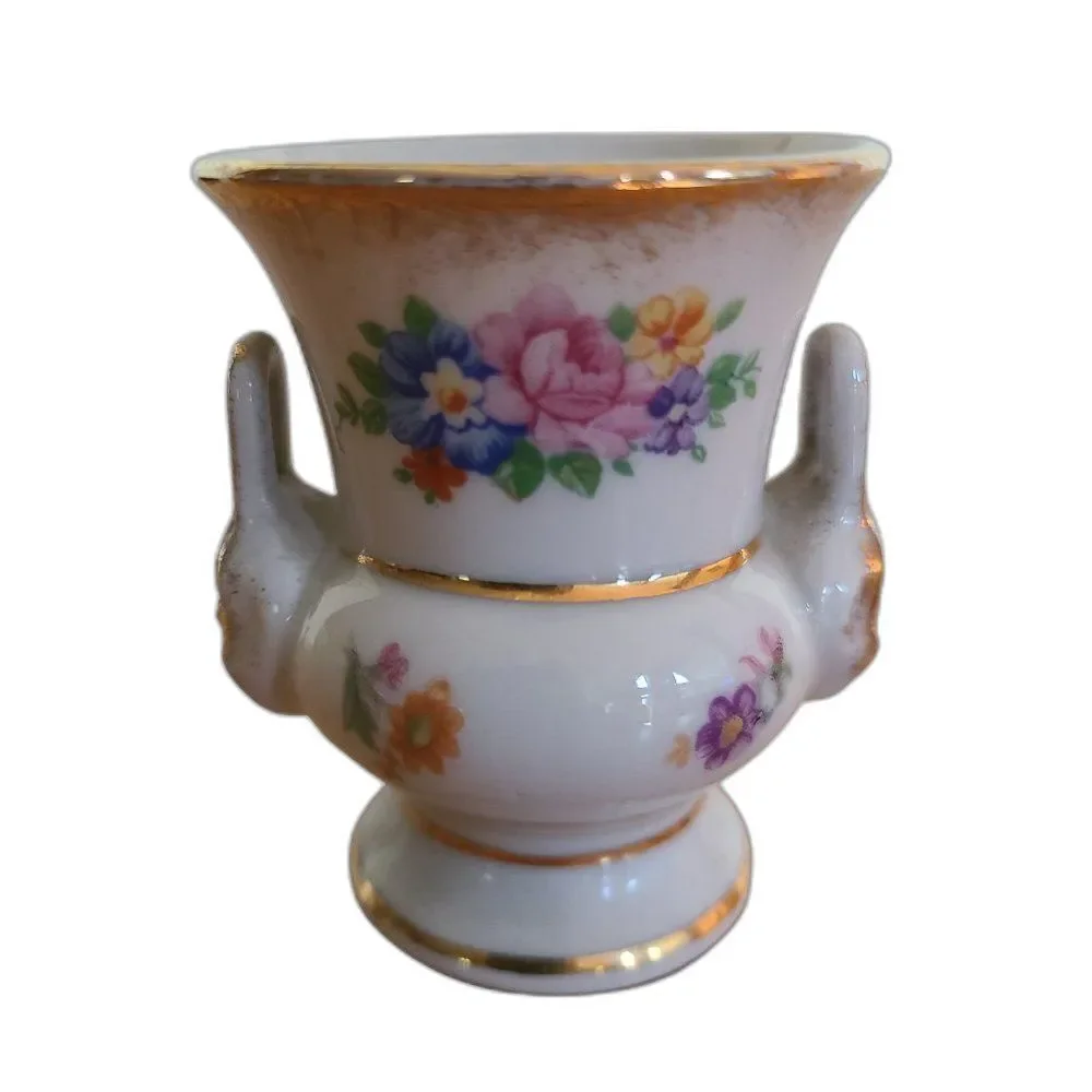 M Elfinware Germany Urn Shaped Mini Bud Vase Flowers With Gold Trim Bottom Stamp